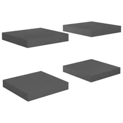 vidaXL Stenske police 4 kosi visok sijaj sive 23x23,5x3,8 cm MDF