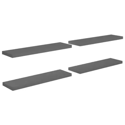 vidaXL Stenske police 4 kosi visok sijaj sive 90x23,5x3,8 cm MDF
