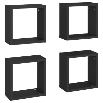 vidaXL Stenske police kockaste 4 kosi črne 30x15x30 cm