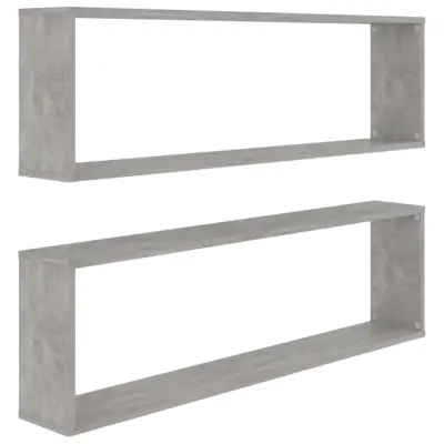 vidaXL Stenske police kockaste 2 kosa betonsko sive 100x15x30 cm