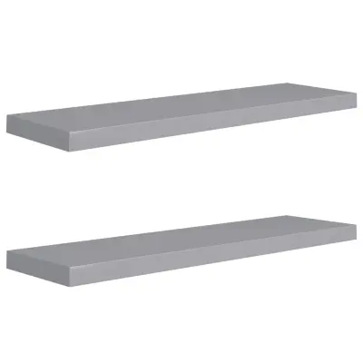 vidaXL Stenske police 2 kosa sive 90x23,5x3,8 cm MDF