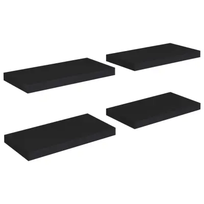 vidaXL Stenske police 4 kosi črne 50x23x3,8 cm MDF