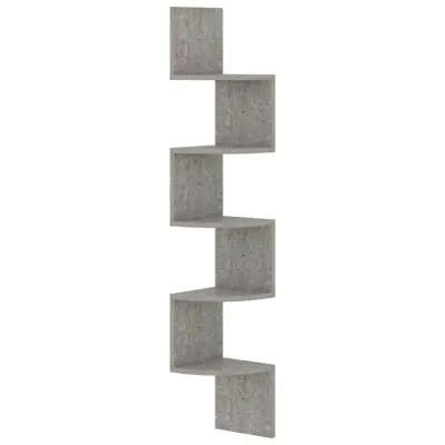 vidaXL Stenska kotna polica betonsko siva 19x19x123 cm inženirski les