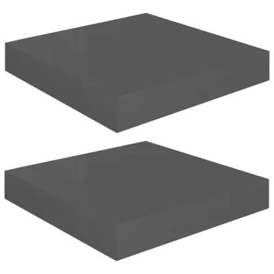 vidaXL Stenske police 2 kosa visok sijaj sive 23x23,5x3,8 cm MDF