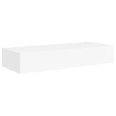 vidaXL Stenska polica s predalom bela 60x23,5x10 cm mediapan