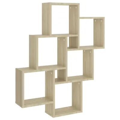vidaXL Stenska polica kockasta sonoma hrast 78x15x93 cm inženirski les