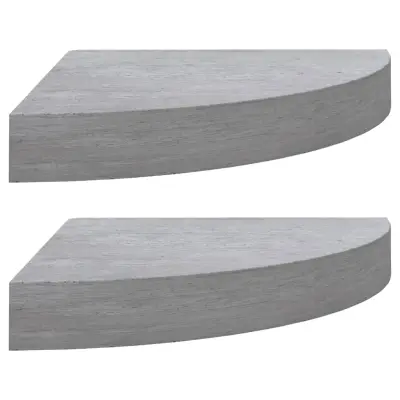 vidaXL Kotne stenske police 2 kosa betonsko sive 25x25x3,8 cm MDF