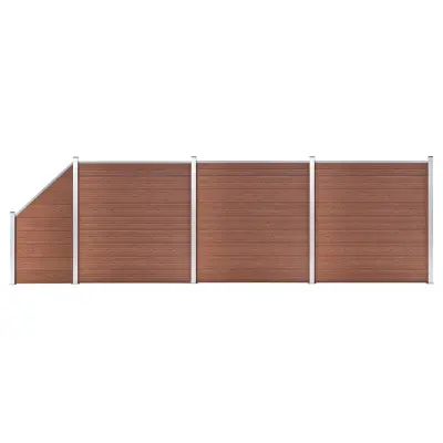 vidaXL WPC ograjni paneli 3 kvadratni + 1 poševni 619x186 cm rjavi