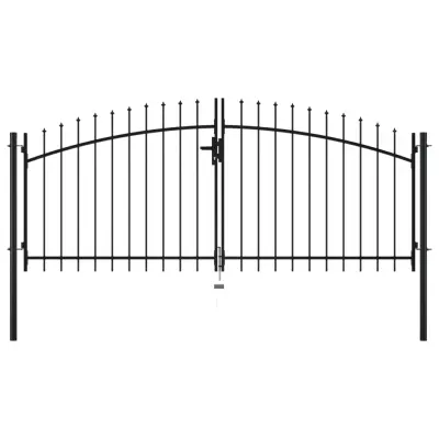 vidaXL Dvojna vrata za ograjo s konicami na vrhu 300x150 cm