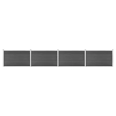 vidaXL Komplet ograjnih panelov WPC 699x105 cm črn