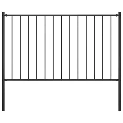 vidaXL Ograjni panel s stebrički premazano jeklo 1,7x1,25 m črn