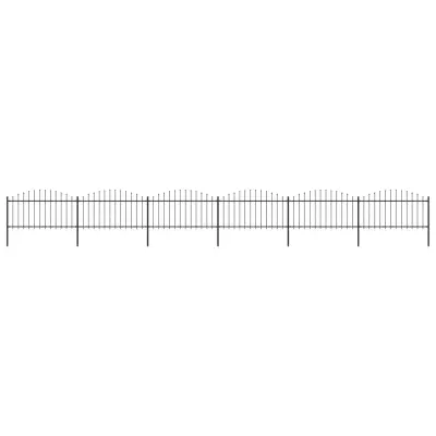 vidaXL Vrtna ograja s koničastimi vrhovi jeklo (1,25-1,5)x10,2 m črna