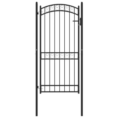 vidaXL Vrata za ograjo zaobljena jeklo 100x200 cm črna