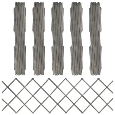 vidaXL Mrežaste ograje 5 kosov siv trden les jelke 180x60 cm