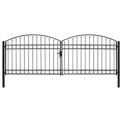 vidaXL Dvojna vrata za ograjo zaobljena jeklo 400x125 cm črna