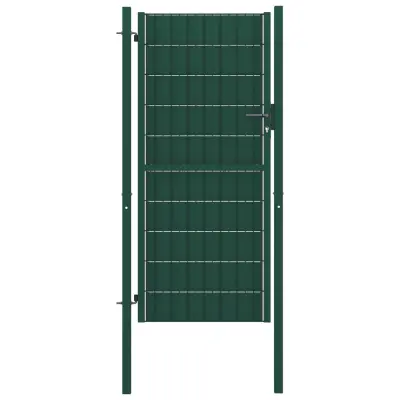 vidaXL Vrata za ograjo PVC in jeklo 100x204 cm zelena