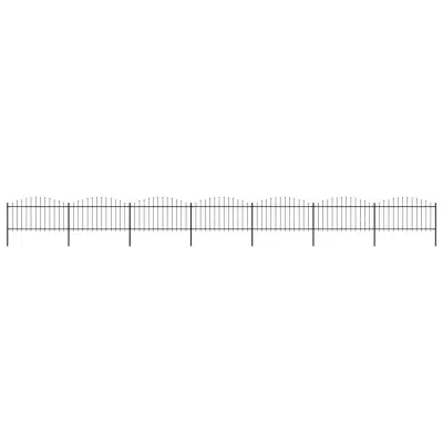 vidaXL Vrtna ograja s koničastimi vrhovi jeklo (1,25-1,5)x11,9 m črna