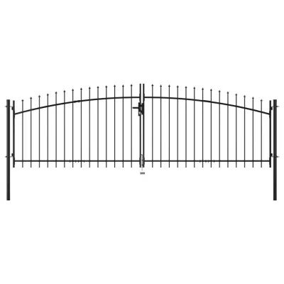 vidaXL Dvojna vrata za ograjo s konicami na vrhu 400x150 cm
