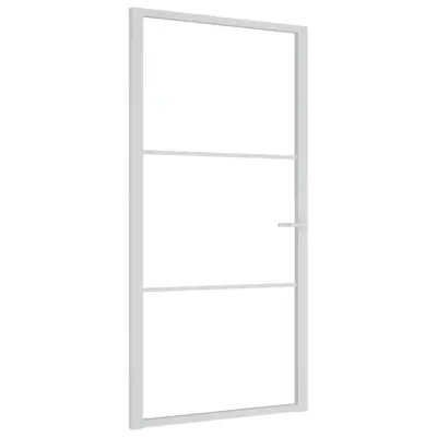 vidaXL Notranja vrata 102,5x201,5 cm bela ESG steklo in aluminij