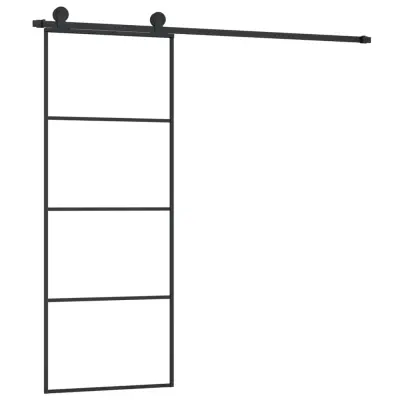 vidaXL Drsna vrata z opremo 76x205 cm ESG steklo in aluminij