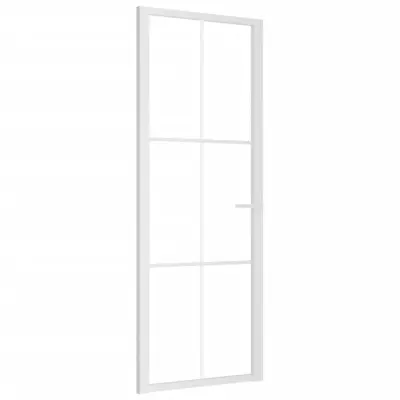 vidaXL Notranja vrata 76x201,5 cm bela ESG steklo in aluminij