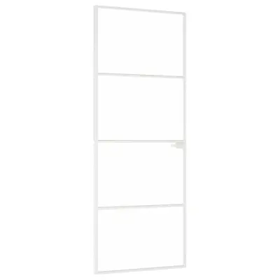 vidaXL Notranja vrata bela 76x201,5 cm kaljeno steklo aluminij tanka
