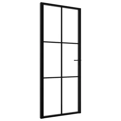vidaXL Notranja vrata ESG steklo in aluminij 83x201,5 cm črna