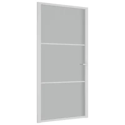 vidaXL Notranja vrata 102,5x201,5 cm bela mat steklo in aluminij