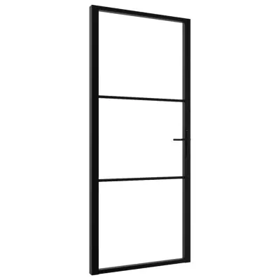 vidaXL Notranja vrata ESG steklo in aluminij 102,5x201,5 cm črna
