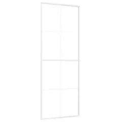 vidaXL Drsna vrata mlečno ESG steklo in aluminij 76x205 cm bela