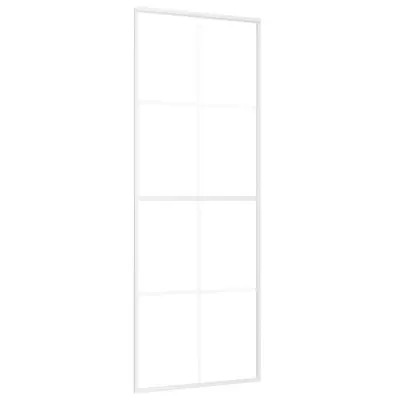 vidaXL Drsna vrata mlečno ESG steklo in aluminij 76x205 cm bela