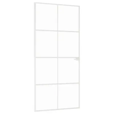 vidaXL Notranja vrata bela 93x201,5 cm kaljeno steklo aluminij tanka