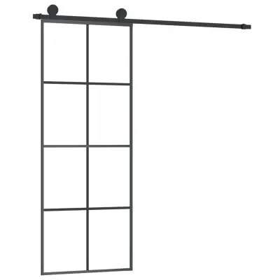 vidaXL Drsna vrata z opremo 76x205 cm ESG steklo in aluminij