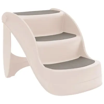 vidaXL Zložljive stopnice za pse 3-delne krem 50x38x38 cm plastika