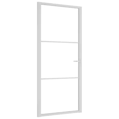 vidaXL Notranja vrata 93x201,5 cm Bela ESG steklo in aluminij