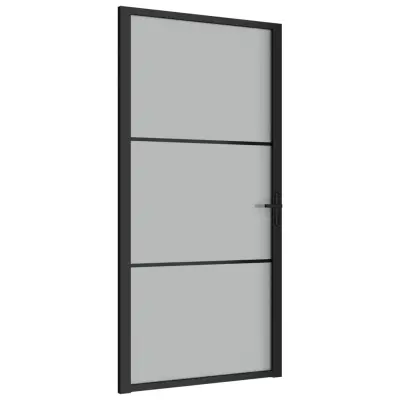 vidaXL Notranja vrata 102,5x201,5 cm črno mat steklo in aluminij