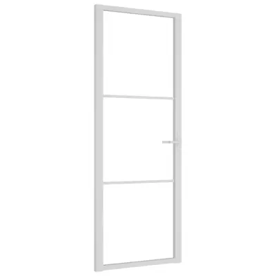 vidaXL Notranja vrata 76x201,5 cm bela ESG steklo in aluminij
