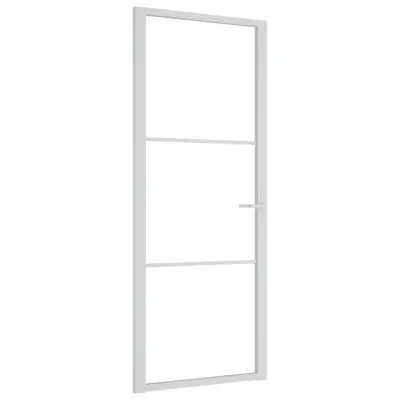 vidaXL Notranja vrata 83x201,5 cm Bela ESG steklo in aluminij