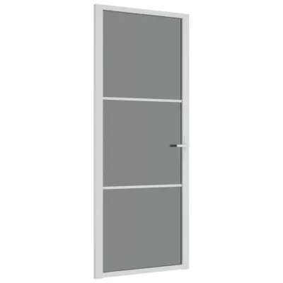 vidaXL Notranja vrata 83x201,5 cm Bela ESG steklo in aluminij
