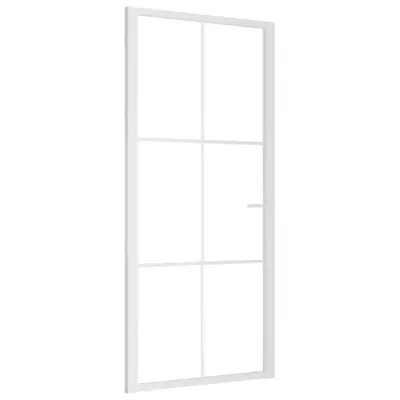 vidaXL Notranja vrata 93x201,5 cm Bela ESG steklo in aluminij