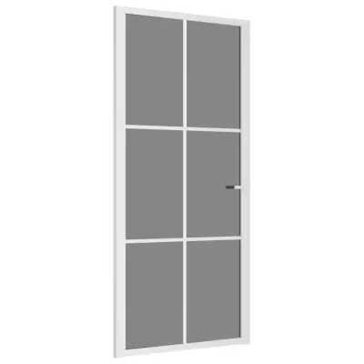 vidaXL Notranja vrata 93x201,5 cm Bela ESG steklo in aluminij