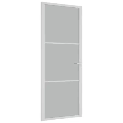 vidaXL Notranja vrata 83x201,5 cm Bela mat steklo in aluminij
