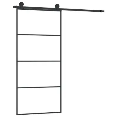 vidaXL Drsna vrata z opremo 90x205 cm ESG steklo in aluminij
