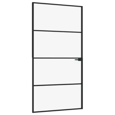 vidaXL Notranja vrata črna 102x201,5 cm kaljeno steklo&aluminij tanka
