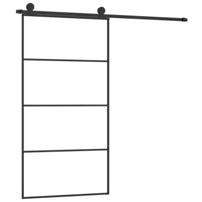 vidaXL Drsna vrata z opremo 102,5x205 cm ESG steklo in aluminij