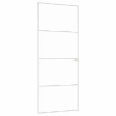vidaXL Notranja vrata bela 83x201,5 cm kaljeno steklo aluminij tanka