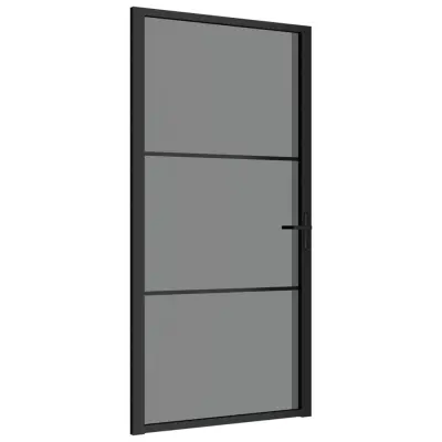 vidaXL Notranja vrata 102,5x201,5 cm črna ESG steklo in aluminij