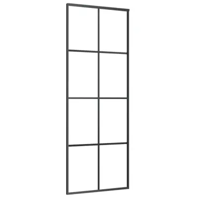 vidaXL Drsna vrata črna 76x205 cm ESG steklo in aluminij