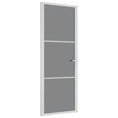 vidaXL Notranja vrata 76x201,5 cm bela ESG steklo in aluminij