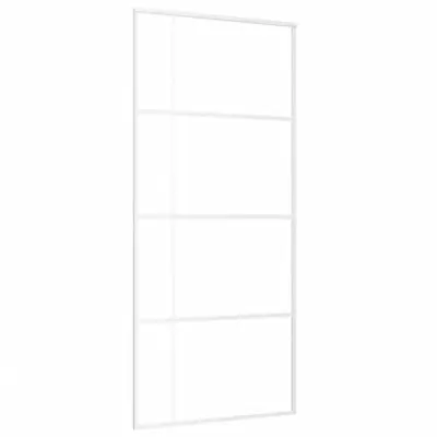 vidaXL Drsna vrata mlečno ESG steklo in aluminij 90x205 cm bela